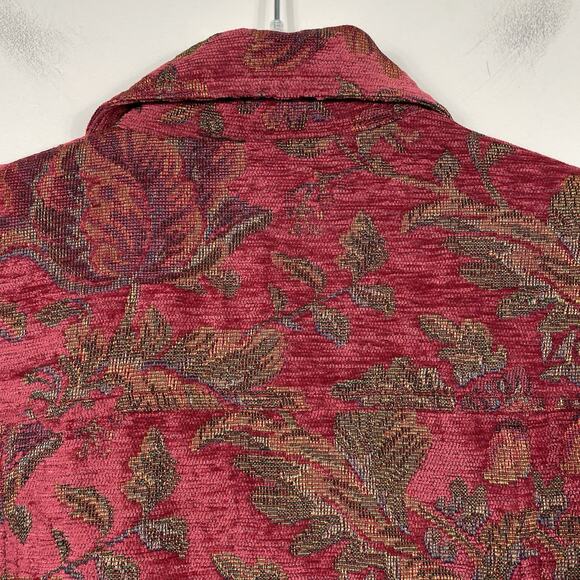 Coldwater Creek Tapestry Jacket Plus Sz 2X Red Floral Copper Snaps Western Boho - Picture 8 of 8